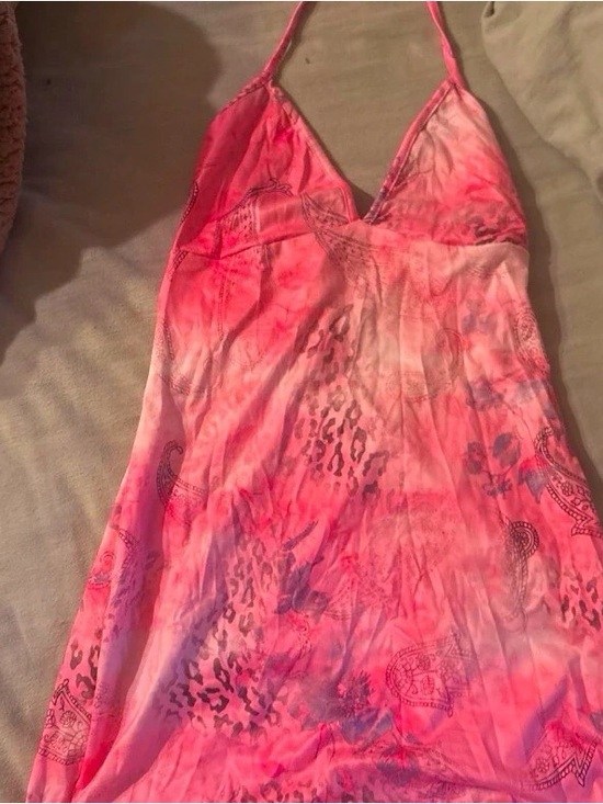 None Dresses & Skirts - Pink Printed Midi Skirt - Halter-Style Slip